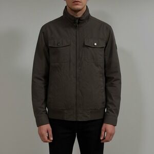 Esprit Dark Military Jacket Polyester Bomber Jacket Cool size Large Multi Pocket